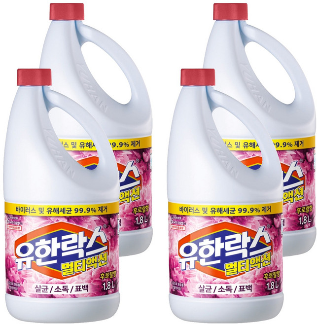 유한락스 멀티액션 후로랄, 1.8L, 4개