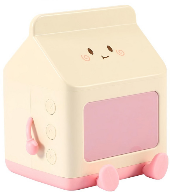 半島良品 智能牛奶盒喚醒鬧鐘 7.7 x 7.6 x 9.5cm 130g 1個, 粉色