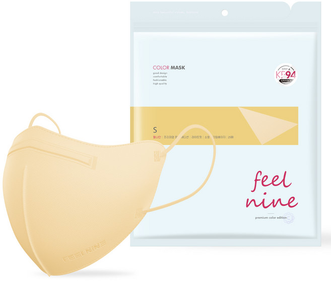 필나인 라이트핏 투디 보건용 마스크 소형 KF94, 25매입, 1개, 크림베이지