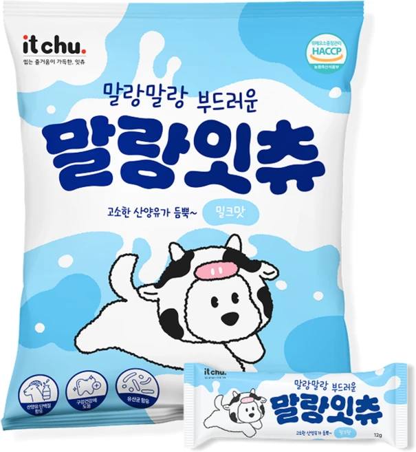 잇츄 강아지 말랑잇츄 부드러운 덴탈껌, 밀크맛, 540g, 1개 - 쿠팡