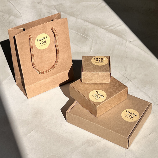 리드홈 포장 데코 원형 스티커 땡큐 120개입 4cm, 베이지, 1세트