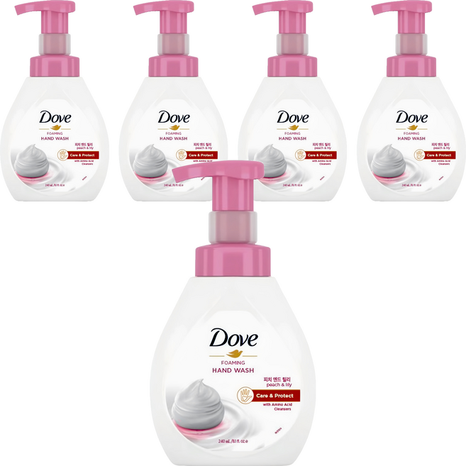 도브 포밍 핸드워시 피치 앤드 릴리, 240ml, 5개