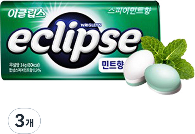 이클립스 스피아민트향 캔디, 34g, 3개