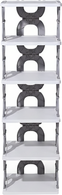mohe 木暉居家 六層免安裝可折疊式置物鞋架, 灰色, 1個