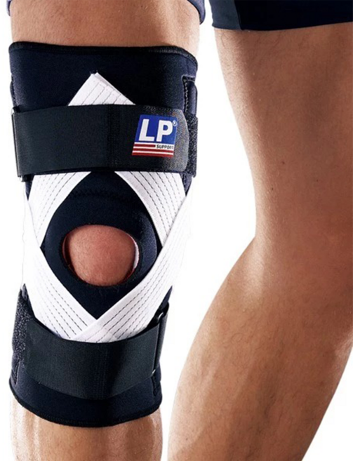 LP SUPPORT 穩定型彈簧膝關節護具, 黑色 + 白色, 1個