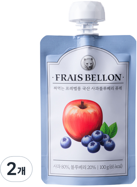 프레벨롱 짜먹는 국산 과일퓨레, 혼합맛(사과/블루베리), 100g, 2개