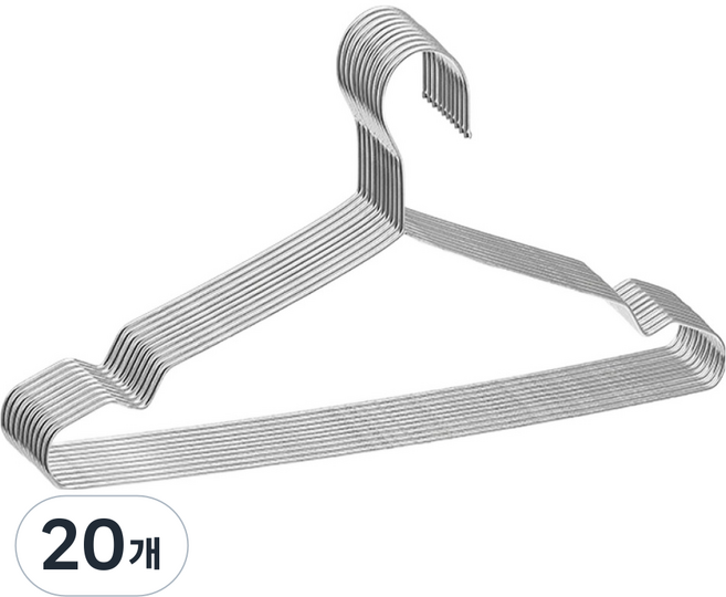 solve living 簡約不鏽鋼防滑衣架, 銀色, 20個