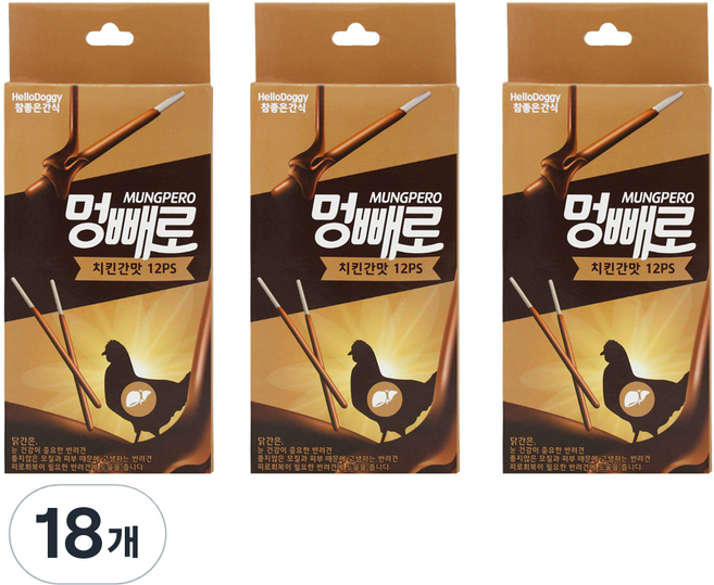 참좋은간식 멍빼로 강아지간식 12p, 치킨간, 96g, 18개