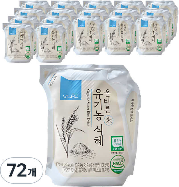 비락 올바른 유기농 식혜, 110ml, 72개