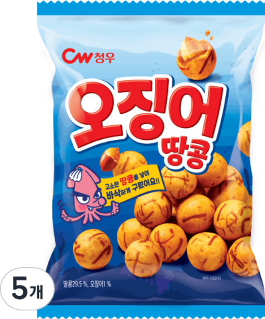 청우식품 오징어땅콩, 90g, 5개