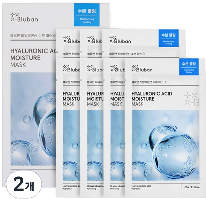 블루반 히알루론산 수분 마스크팩 189ml, 7개입, 2개