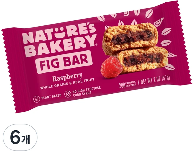 네이쳐스베이커리 무화과 바 라즈베리, 57g, 6개 - 쿠팡