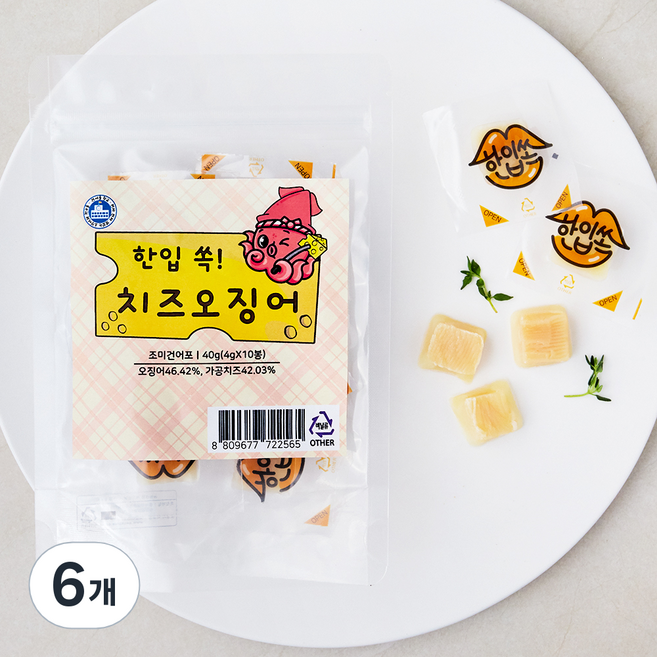 건어물학교 한입 쏙 치즈오징어 10p, 40g, 6개