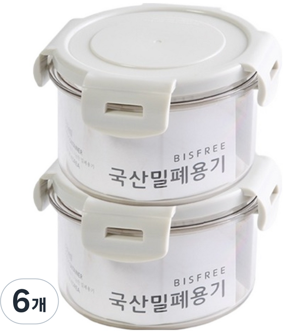 QUIDNOVI 韓國製圓形密封容器 白色, 6個, 330ml