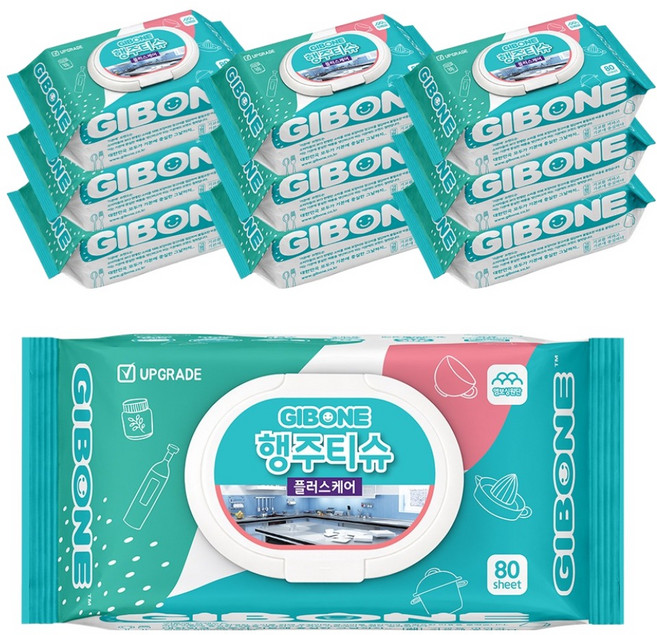 기본에 행주티슈 플러스케어 캡형, 80개입, 10개