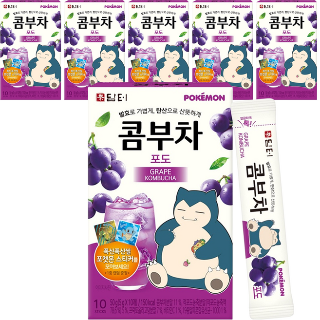 담터 포켓몬 콤부차 포도, 5g, 10개입, 6개