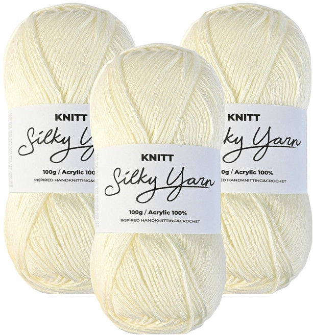 니뜨 실키얀 뜨개실 100g, 01 아이보리, 3개