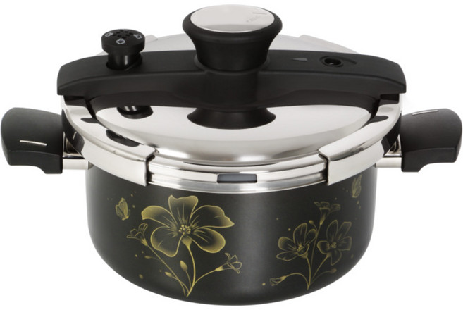 실바트 IH 인덕션 5중 안전 경질 앱솔루트 원터치 압력솥 6인용, 블랙, 4L