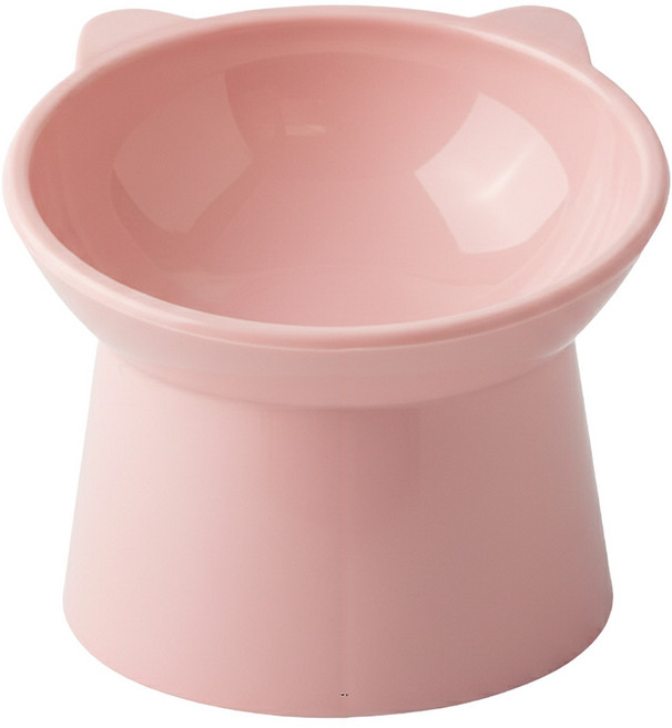 Kiyodo 斜口高腳寵物碗 PL-051, 粉紅色, 1個
