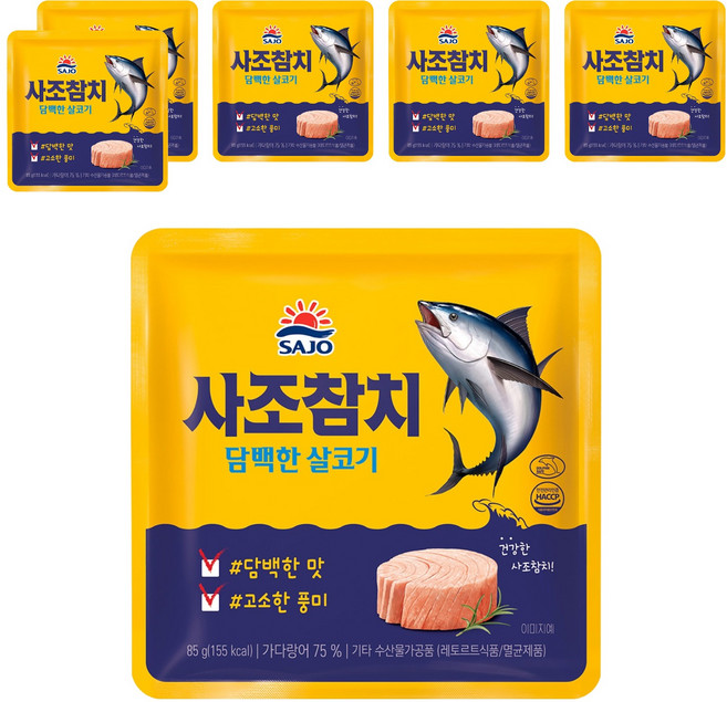 사조참치 담백한 살코기 파우치, 85g, 6개
