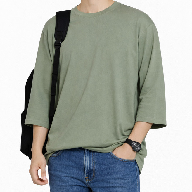 가이스토리 남성용 통기성 프란 7부 티셔츠