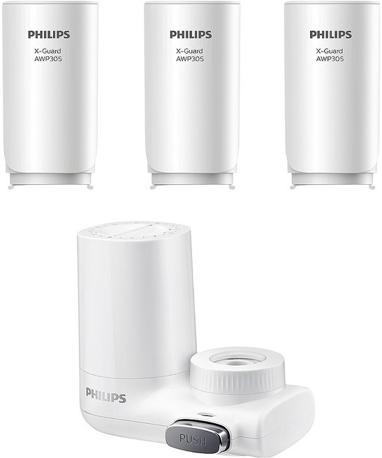 PHILIPS 飛利浦 3重超濾龍頭式淨水器 + 濾芯 3個, AWP3703 + AWP305