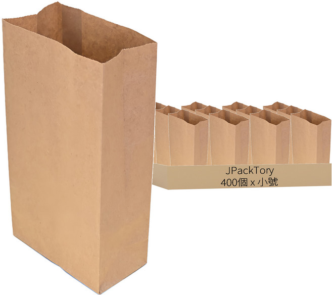 J Factory KP牛皮素色角底紙袋 小號, 1個, 400個裝