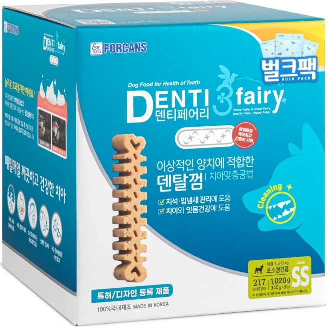 포켄스덴티페어리 강아지 덴탈껌 SS, 타피오카, 1.02kg, 1개 - 쿠팡