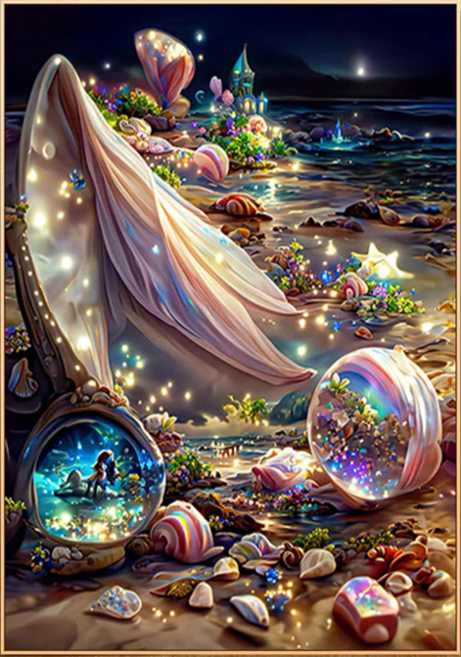 創彩 鑽石貼畫 ZSD3535 40 x 30cm 貝殼世界, 1個