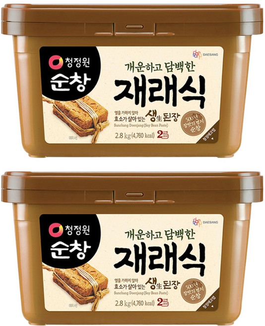 청정원순창 재래식 생된장, 2.8kg, 2개