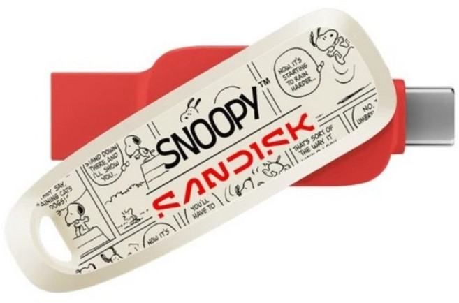 SanDisk 晟碟 公司貨 SnoopyTM Phone Drive 雙用隨身碟限量版 紅色 SDDDC6-128G-PS46, 1個, 128GB