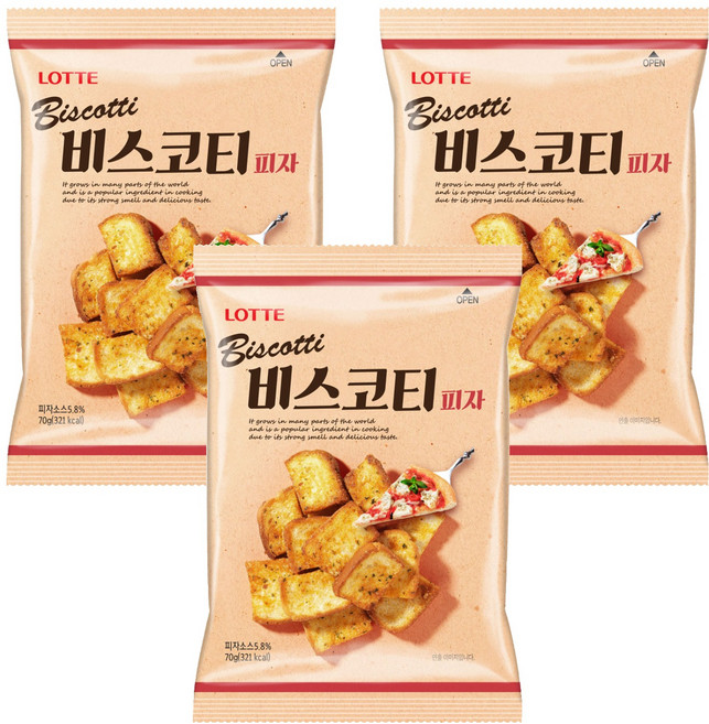 LOTTE 樂天 披薩口味麵包餅, 70g, 3包