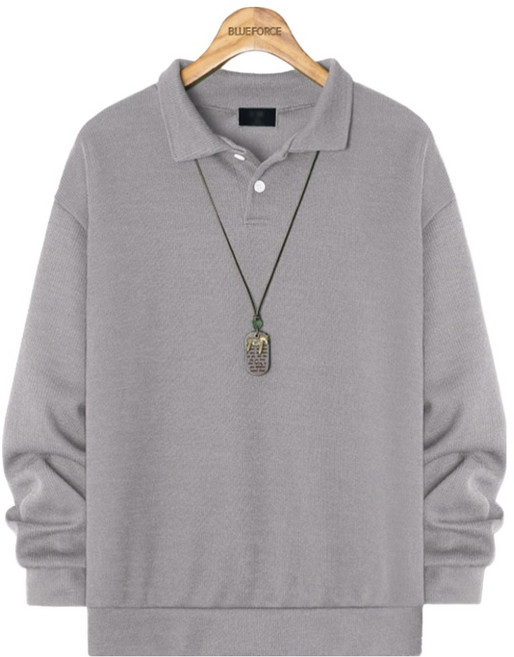 블루포스 남성용 더프닐 니트 카라 무지 기본 긴팔 맨투맨