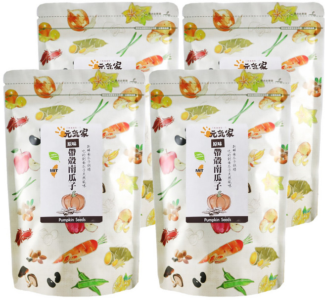 元氣家 原味帶殼南瓜子, 200g, 4包