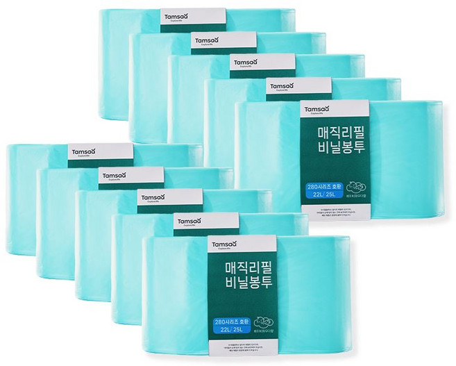 탐사 매직리필비닐봉투 280시리즈 호환 22L/25L 베이비파우더향, 10개, 22L