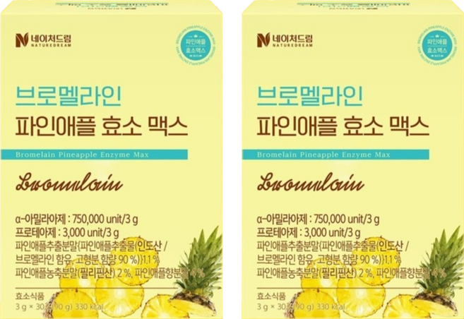 NATUREDREAM 鳳梨蛋白酶 鳳梨酵素 Max 30p, 90g, 2盒