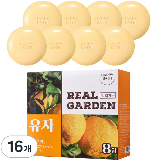 해피바스 리얼가든 비타민 비누 유자, 90g, 16개