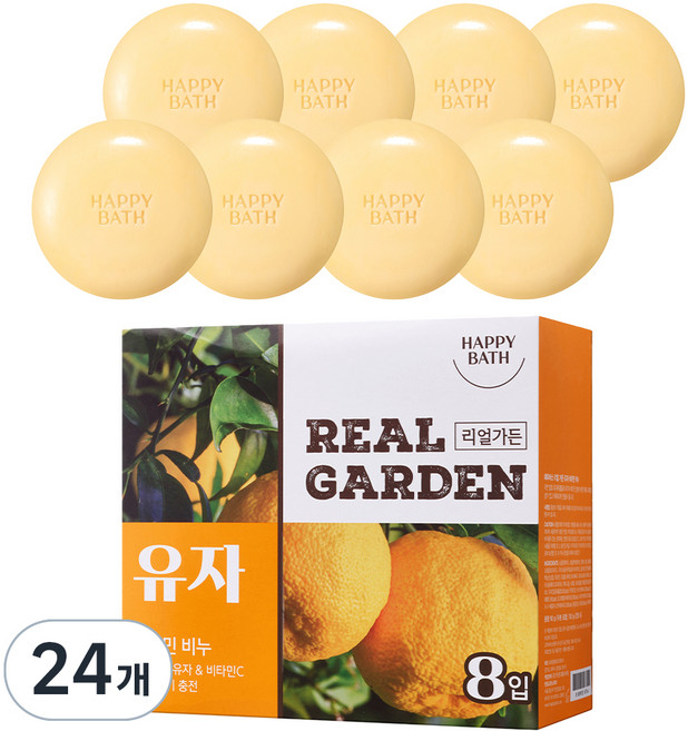 해피바스 리얼가든 비타민 비누 유자, 90g, 24개
