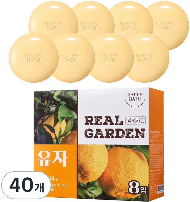해피바스 리얼가든 비타민 비누 유자, 90g, 40개