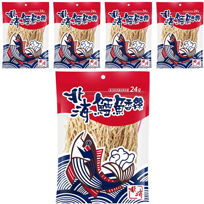 北海 鱈魚香絲, 51g, 5包
