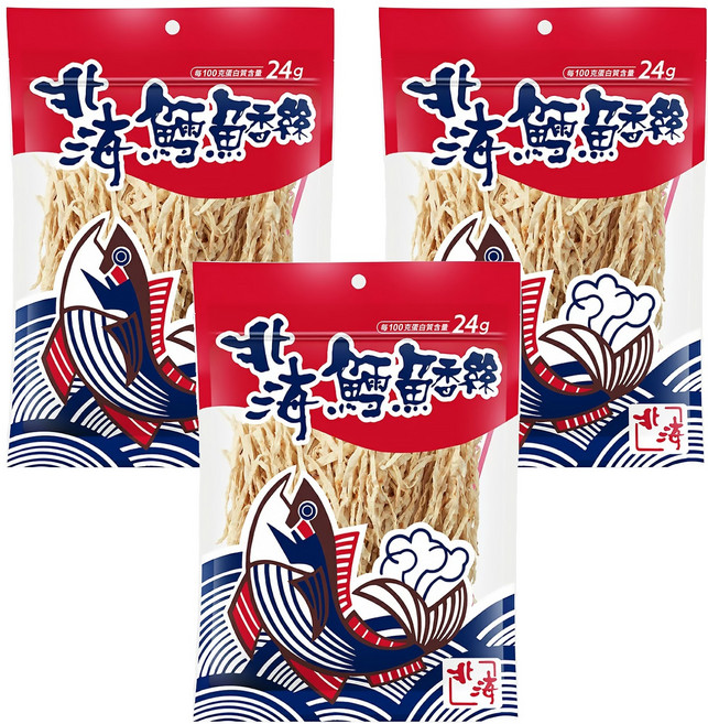 北海 鱈魚香絲, 51g, 3包