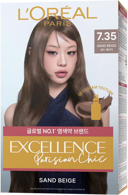 로레알파리 엑셀랑스 파리지앵 시크 라이트닝 톤업 염모제, 7.35호 샌드 베이지, 1개