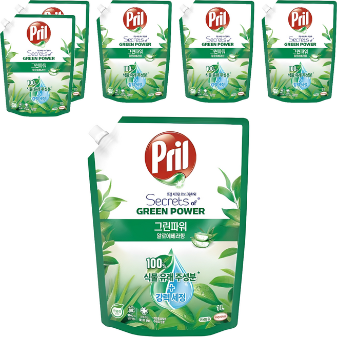 프릴 시크릿 오브 그린파워 알로에베라 주방세제, 1L, 6개