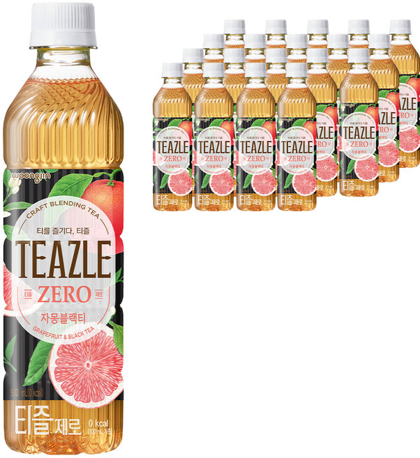 티즐 제로 자몽블랙티, 500ml, 20개