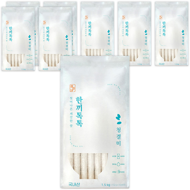 쌀명당 씻어나온 한끼톡톡 청결미 상등급, 1.5kg, 8개