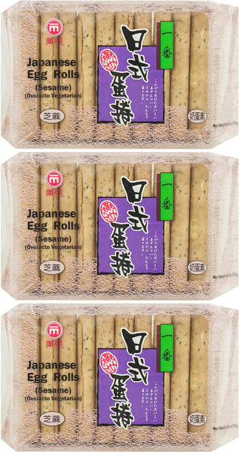 MICO Foodstuff 美可食品 日式蛋捲 蛋奶素 芝麻, 120g, 3包