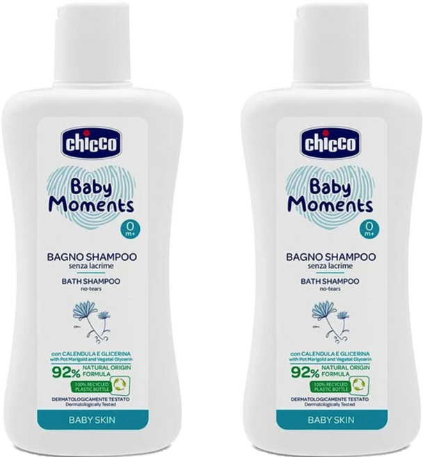 chicco 寶貝嬰兒植萃洗髮沐浴露 溫和不流淚配方, 200ml, 2瓶