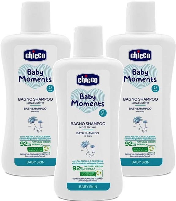 chicco 寶貝嬰兒植萃洗髮沐浴露 溫和不流淚配方, 200ml, 3瓶