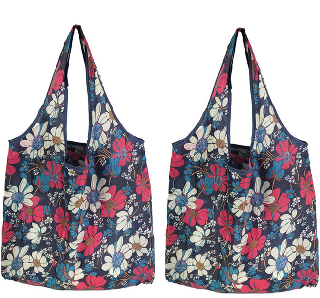 리얼피키 접이식 휴대용 간편 쇼핑백, 플라워1 + 랜덤발송, 2개