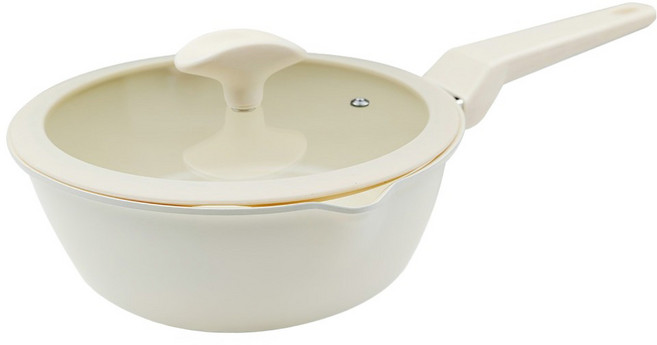 CooK&CooK Verona 多功能陶瓷單柄鍋 附鍋蓋, 20cm, 奶油象牙白, 1個